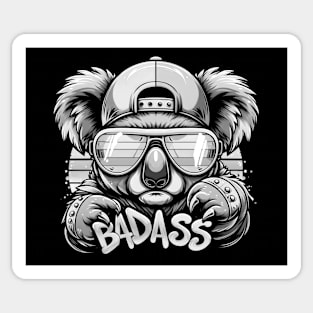 badass koala graffiti in black and white Sticker